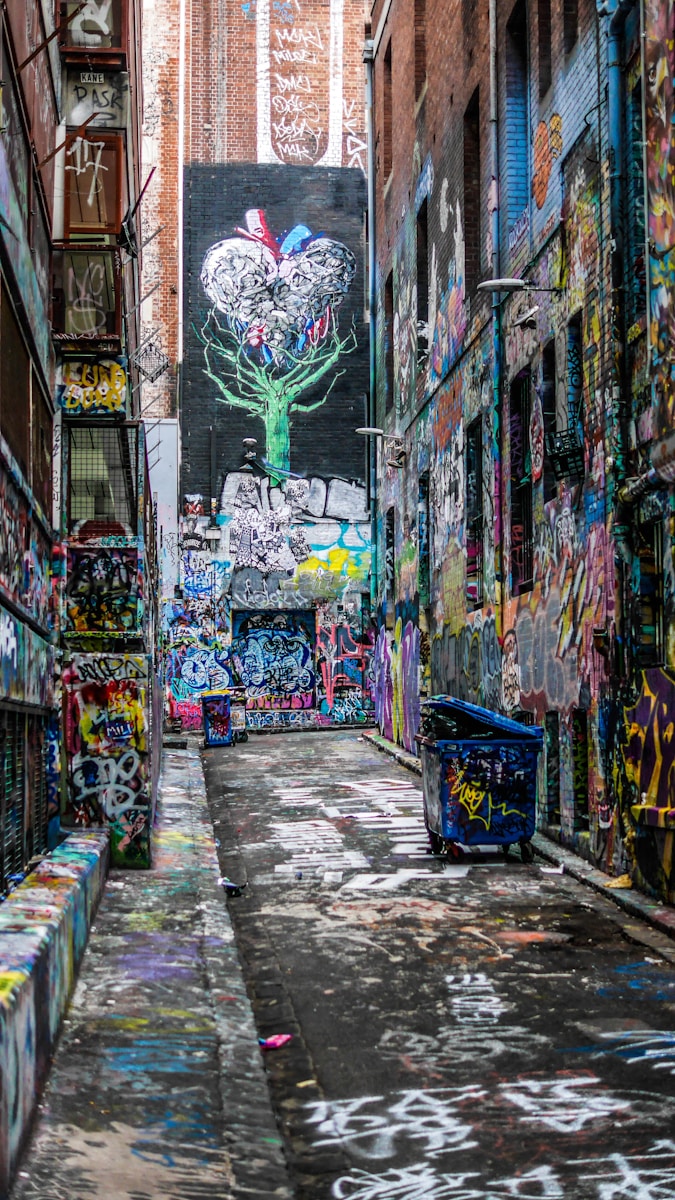 graffiti wall alley during daytime